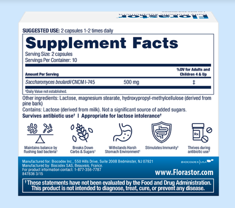 Florastor Supplement Facts