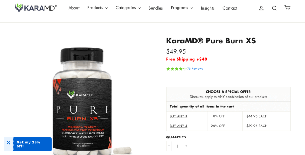 KaraMD Pure Burn XS Website