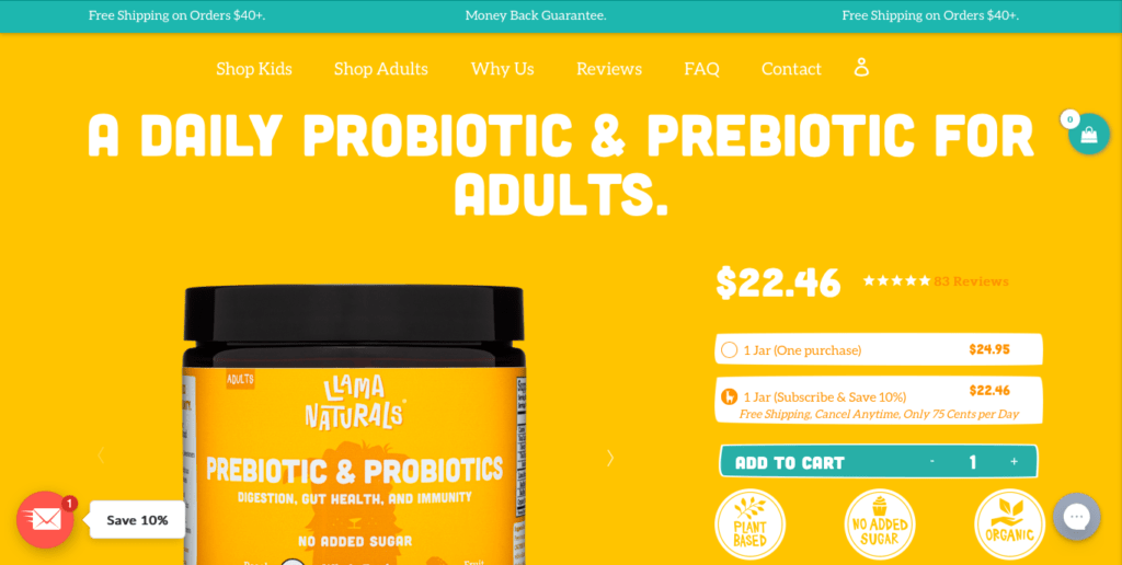 Llama Naturals Adult Probiotic Webiste