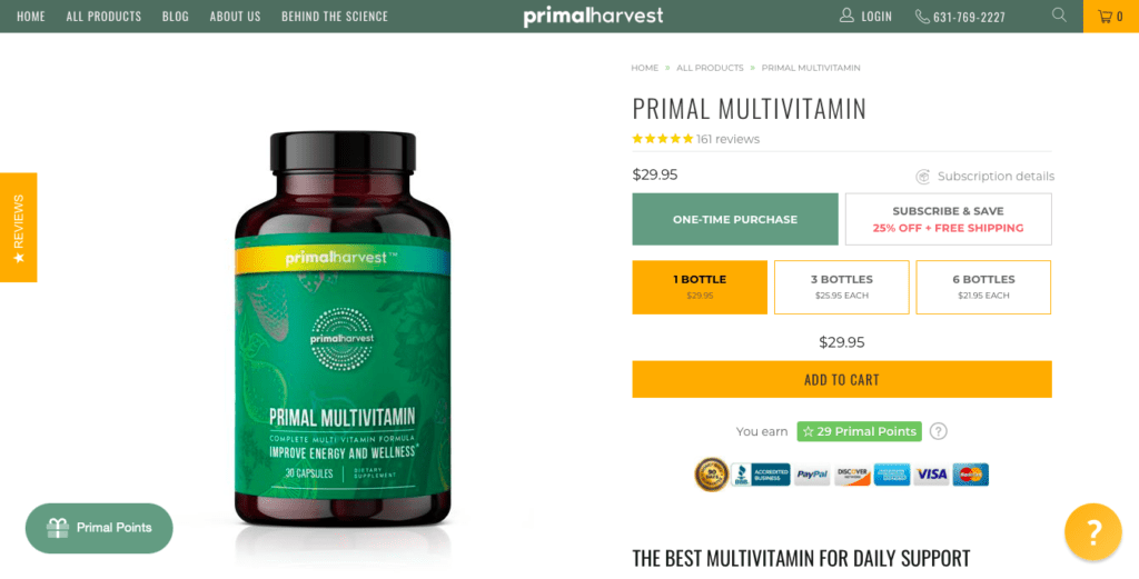 Primal Harvest Primal Multivitamin Website