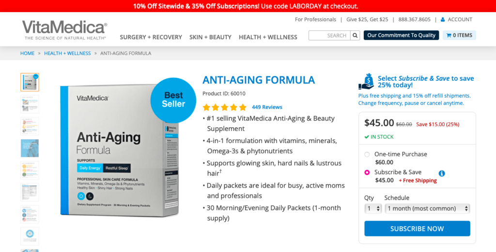 VitaMedica Anti-Aging Formula Website