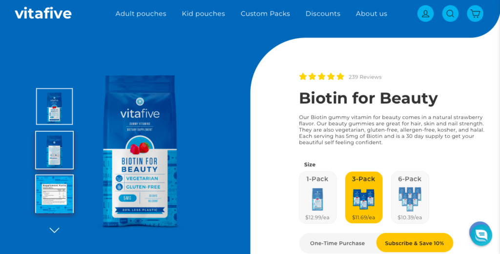 Vitafive Biotin for Beauty Website