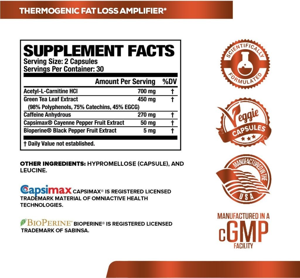 Burn XT Thermogenic Fat Burner - Supplement Facts