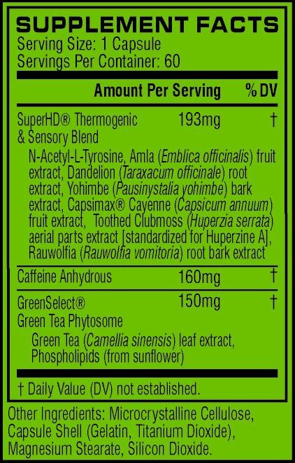 Cellucor Super HD Supplement Facts