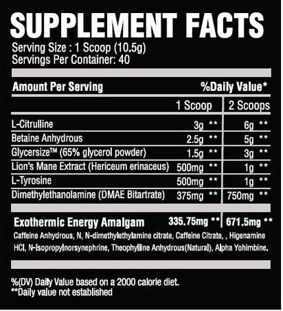 Chemix Pre-Workout V2 Supplement Facts