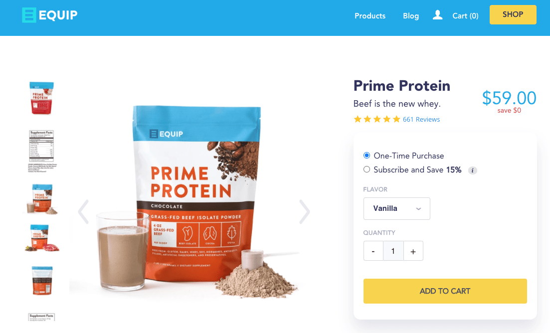 Equip Prime Protein Website