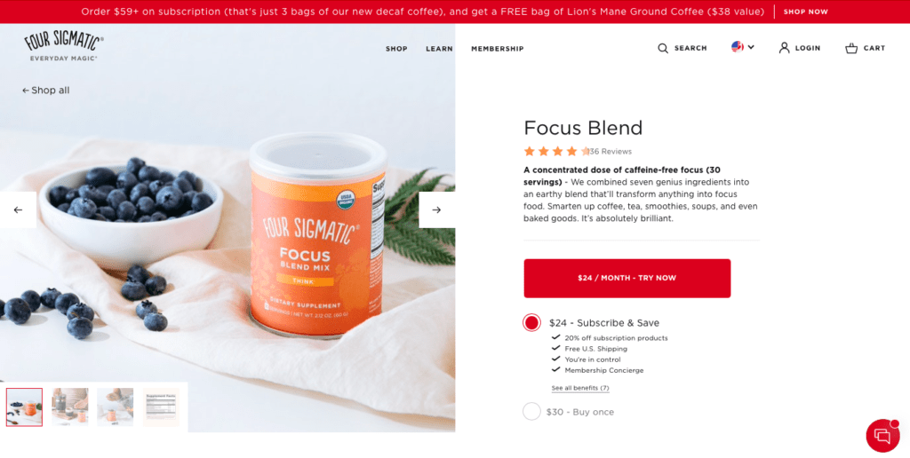 Four Sigmatic Focus Blend Website