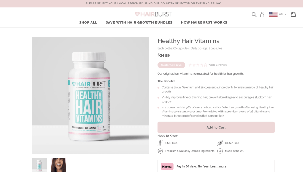 Hairburst Healthy Hair Vitamins Website