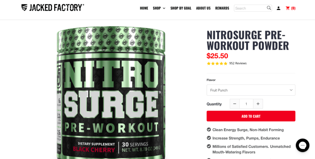 Jacked Nutrition Nitrosurge Website