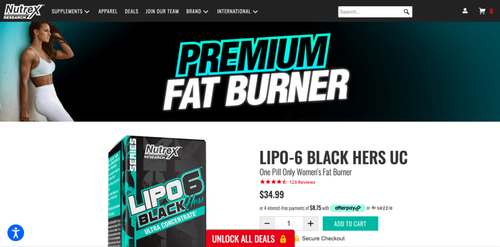 Nutrex Lipo 6 Black Hers Website