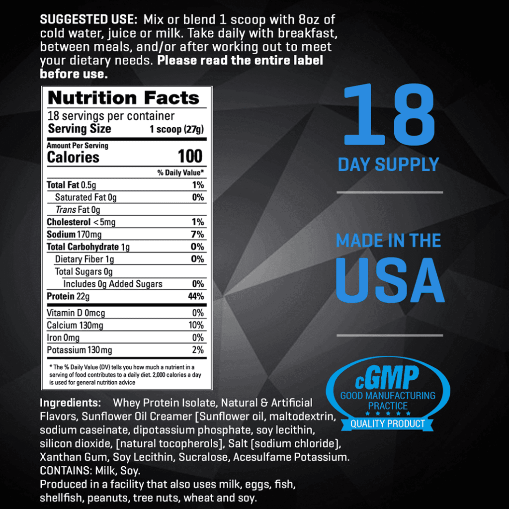 Performix ioWhey Protein - Nutrition Facts