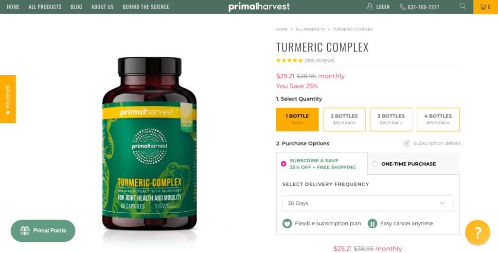 Primal Harvest Turmeric Complex Website