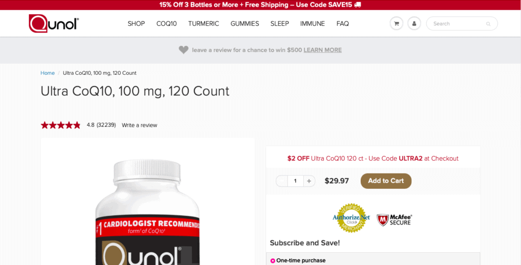 Qunol Ultra CoQ10 Website