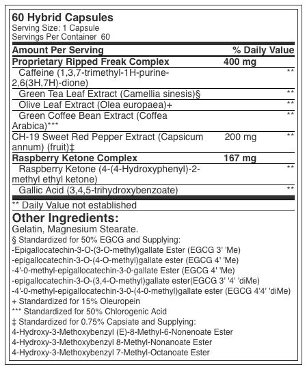 Ripped Freak-Supplement Facts