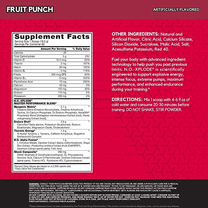 BSN N.O.-XPLODE - Supplement Facts