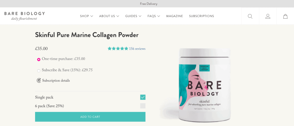Bare Biology Skinful Pure Marine Collagen Powder Website