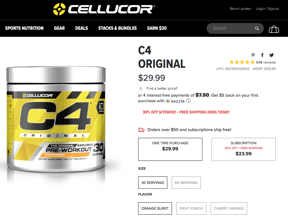Cellucor C4 Website