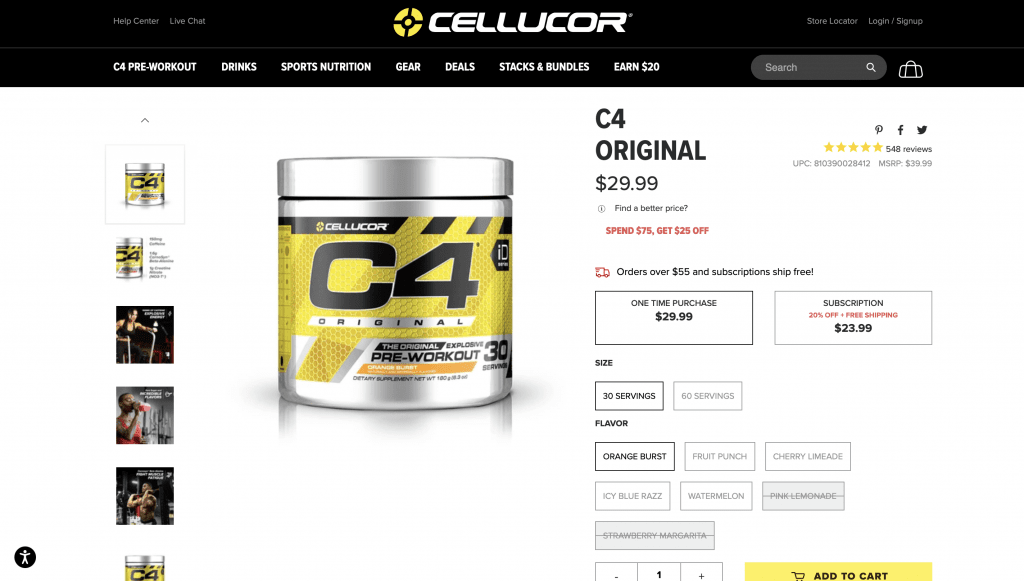 Cellucor C4 Website