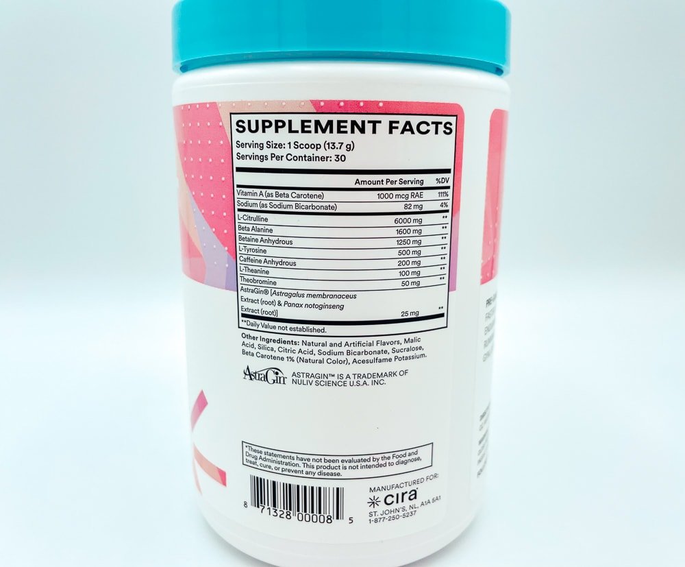 Cira-Pre-Game-Pre-Workout-Supplement-Facts
