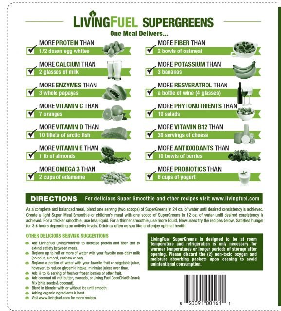 Living Fuel Super Greens -Direction
