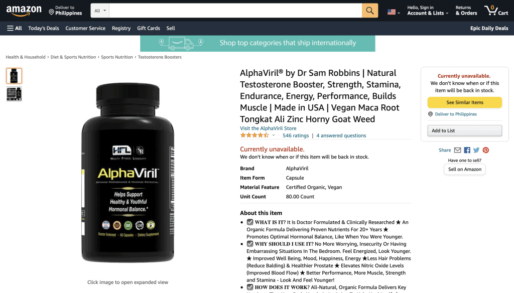 Dr. Robbins AlphaViril - Can buy on Amazon