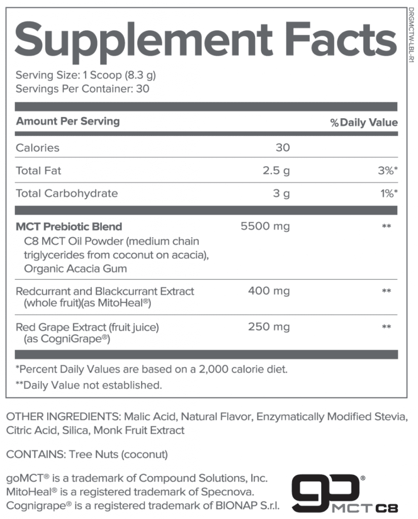 Gundry MD MCT Wellness Supplement Facts