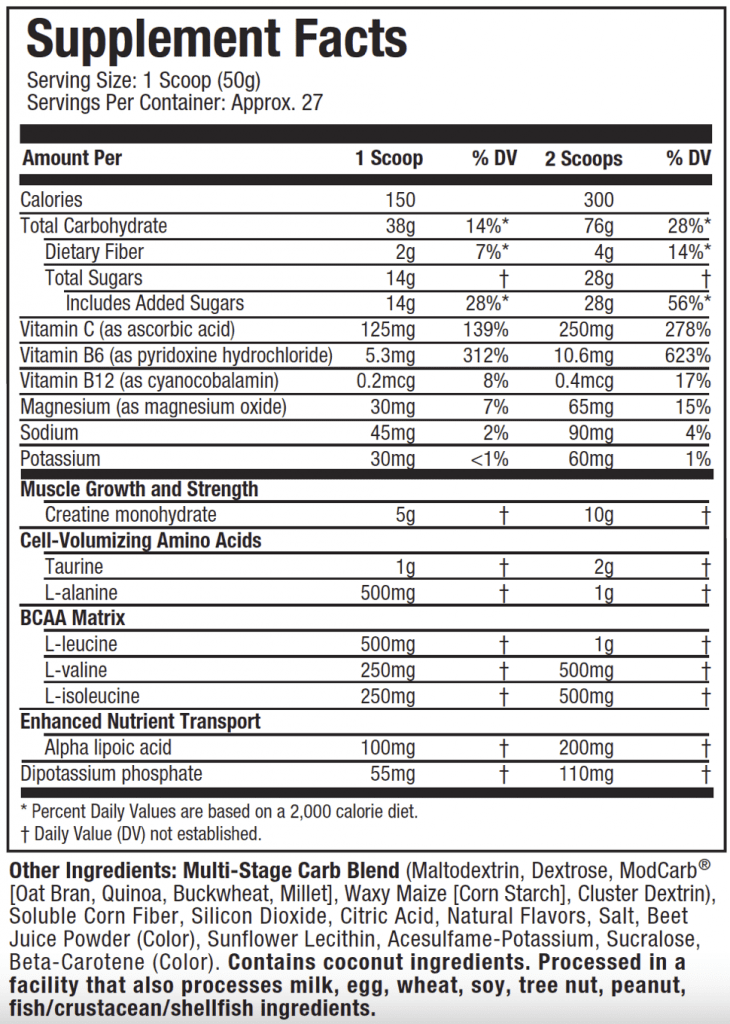 MuscleTech Cell-Tech - Supplement Facts