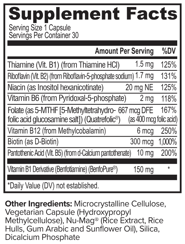 Onnit Active B Complete Supplement Facts