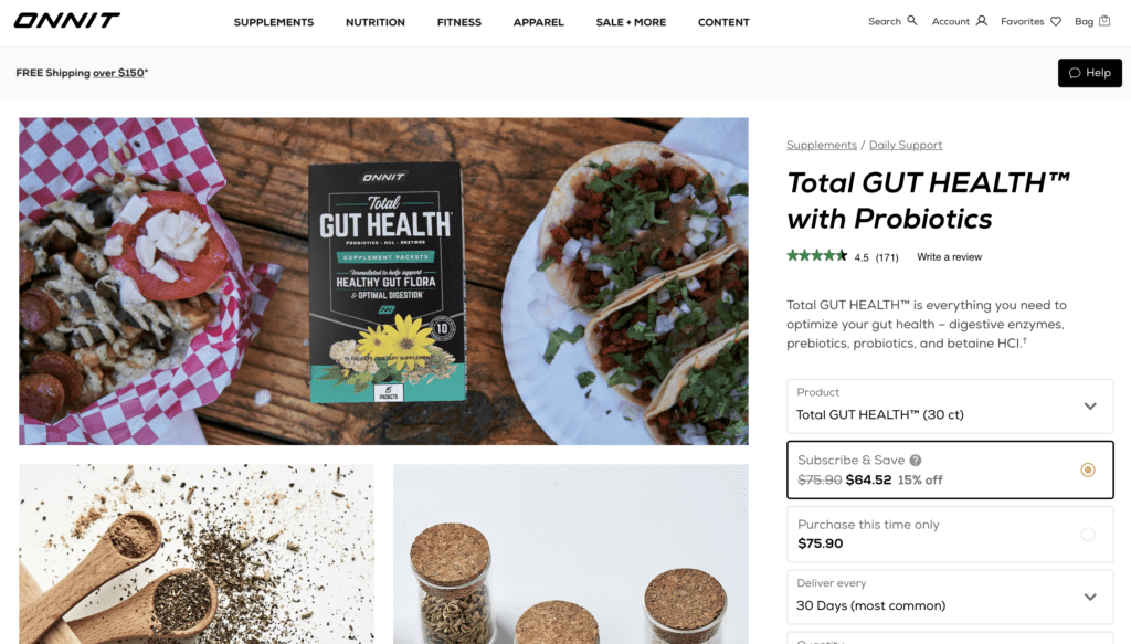 Onnit Total Gut Health Website