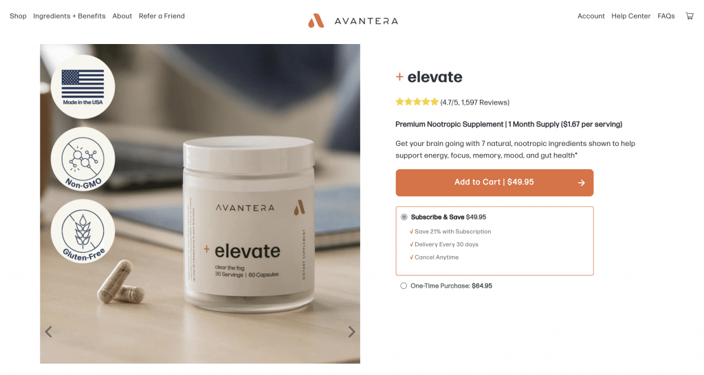 avantera elevate website