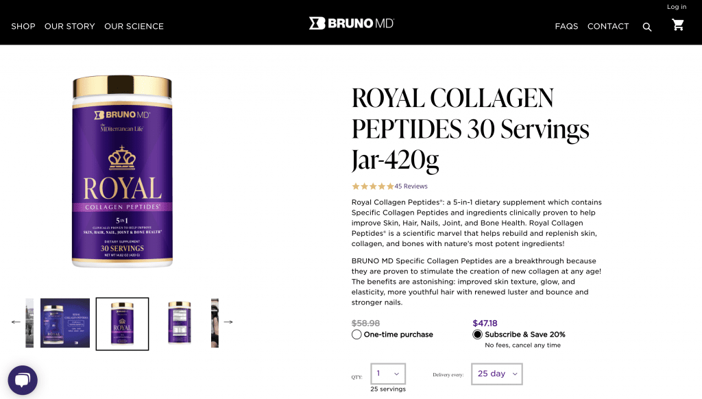brunomd royal collagen peptides website