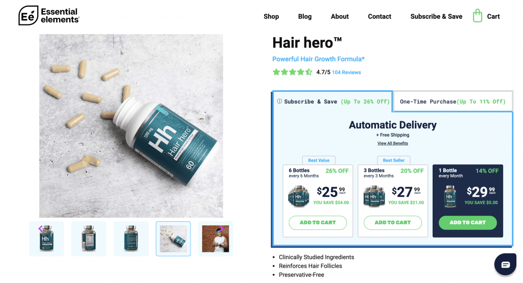 essential element hair hero website