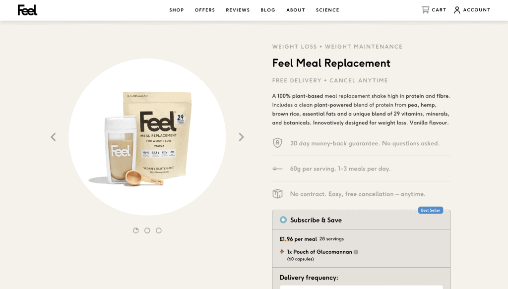 feel meal replacement website