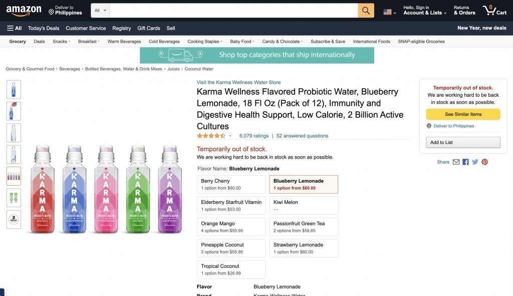 karma wellness water buy on amazon