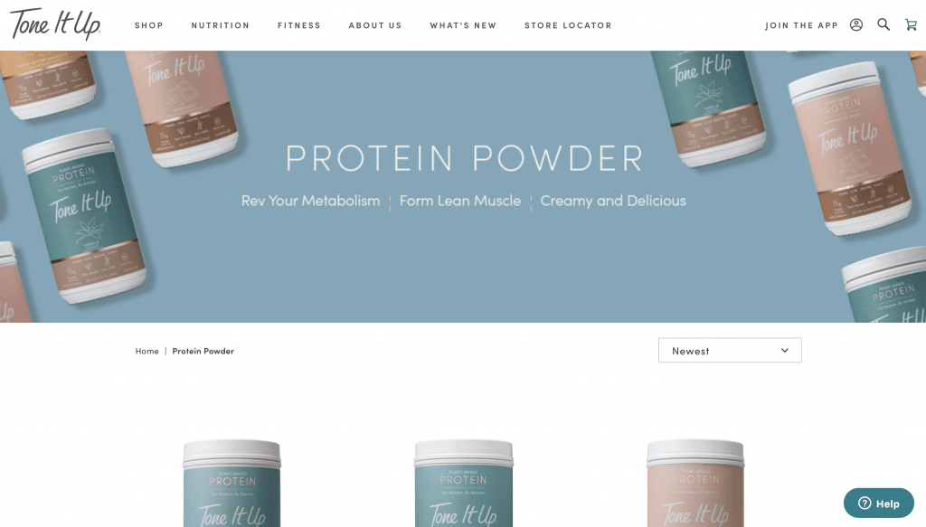Tone It Up Plant-Based Protein Website