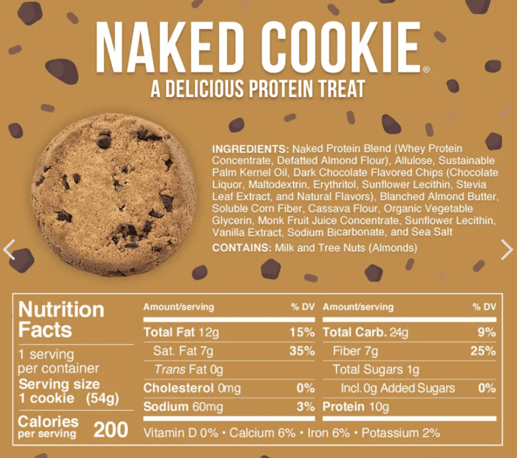 naked cookie nutrition facts