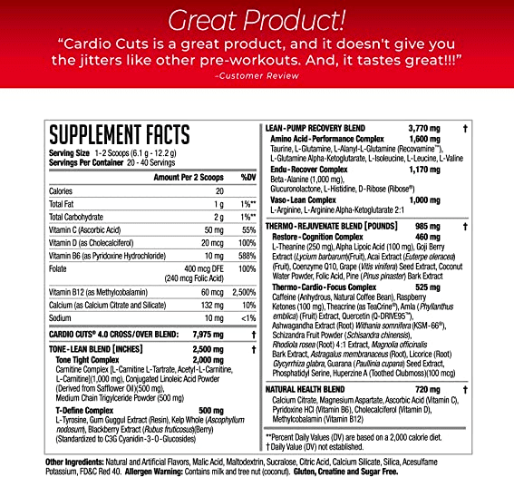 cardio cuts 4.0 supplement facts