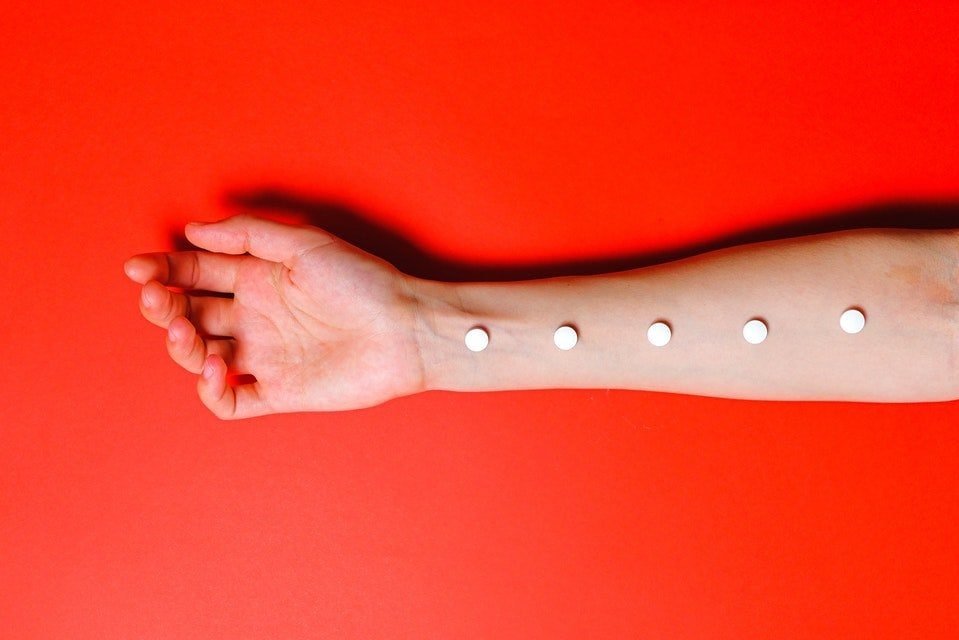 collagen supplement on the arm