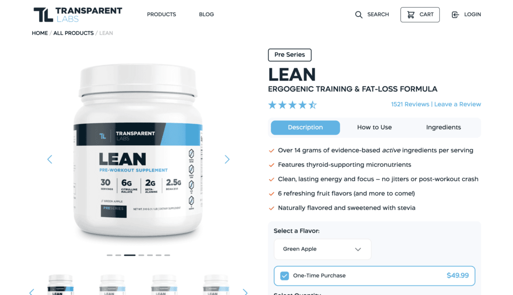 transparent labs lean website