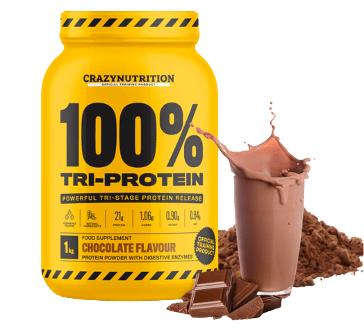 crazy nutrition tri protein chocolate flavor