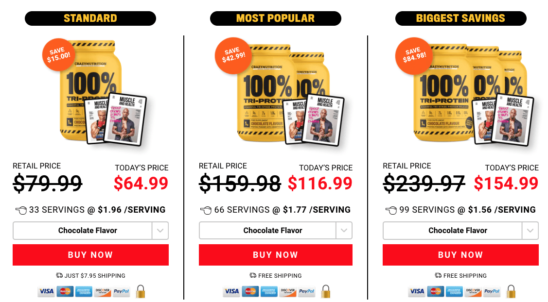 Crazy Nutrition Tri-Protein Website