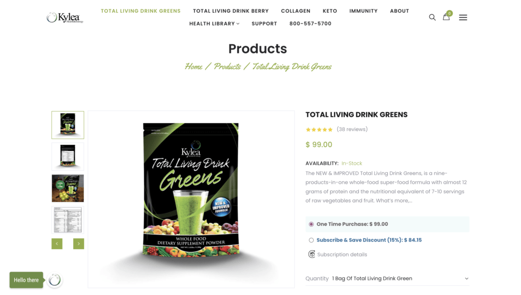 kylea total living drink greens website