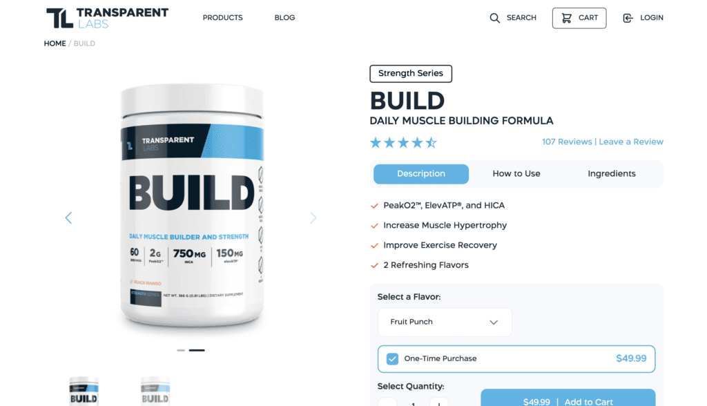 transparent labs build website