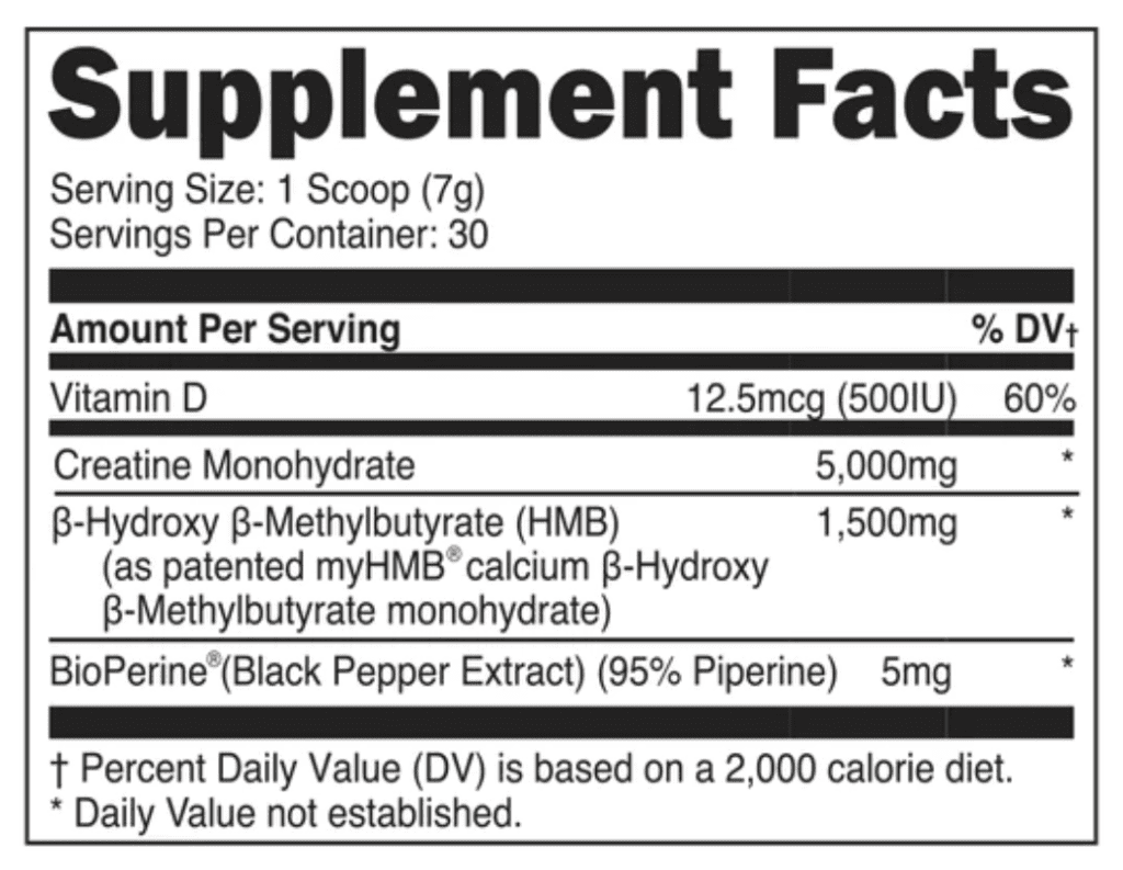 transparent labs creatine hmb supplement facts
