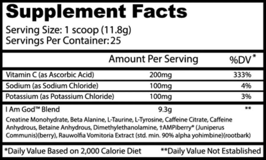 insane labz i am god supplement facts