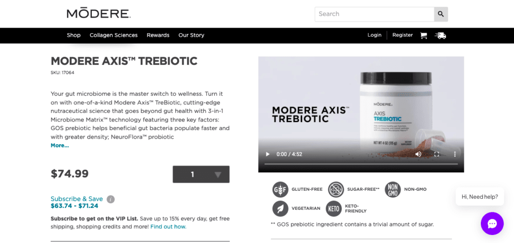 modere axis trebiotic website