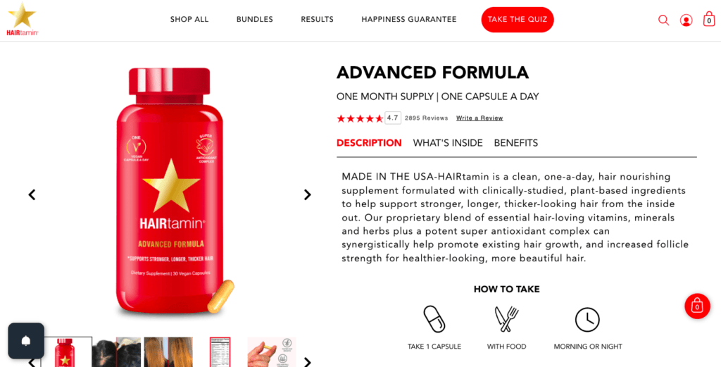 hairtamin advanced formula website