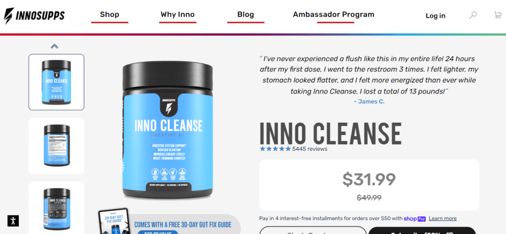 inno supps cleanse website