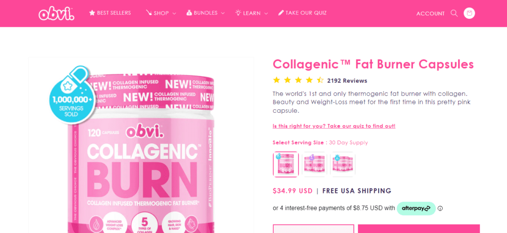 obvi collagenic burn website