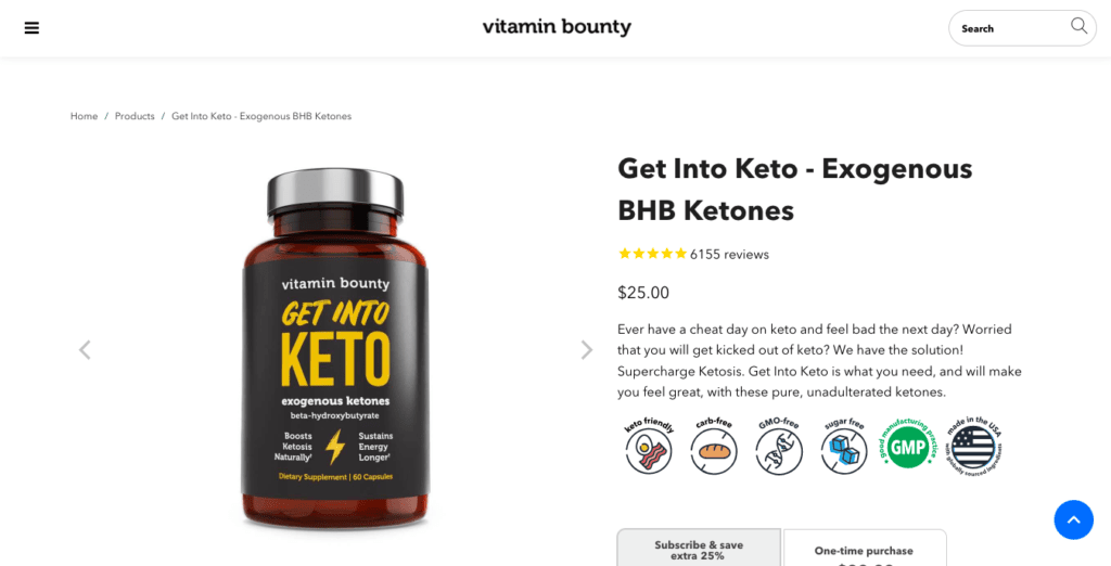 vitamin bounty get into keto website